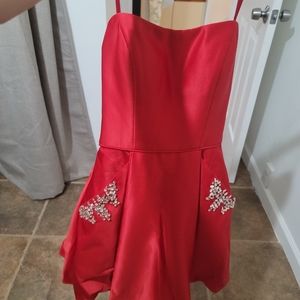 Gorgeous red silk dress with rhinestons